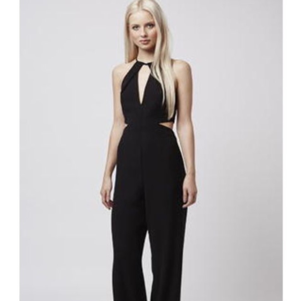 Top shop Black Cutout Flair Jumpsuit